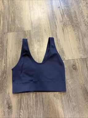 aerie Navy Ribbed Scoop-Back Sports Bralette